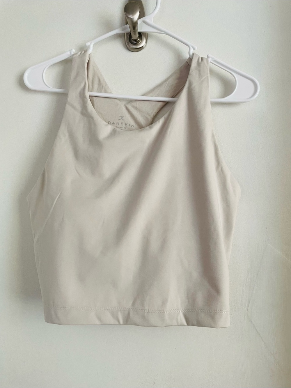 DANSKIN Cream High-Neck Crop Tank